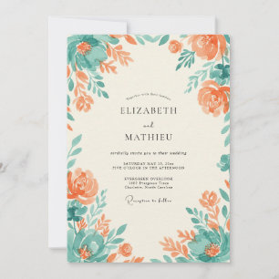 Invitación Boda acuarela naranja Aqua