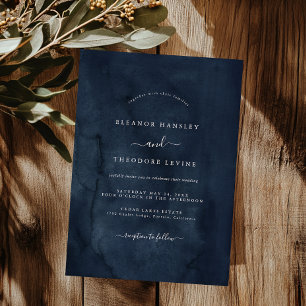 Invitación Boda acuarela naval minimalista moderna