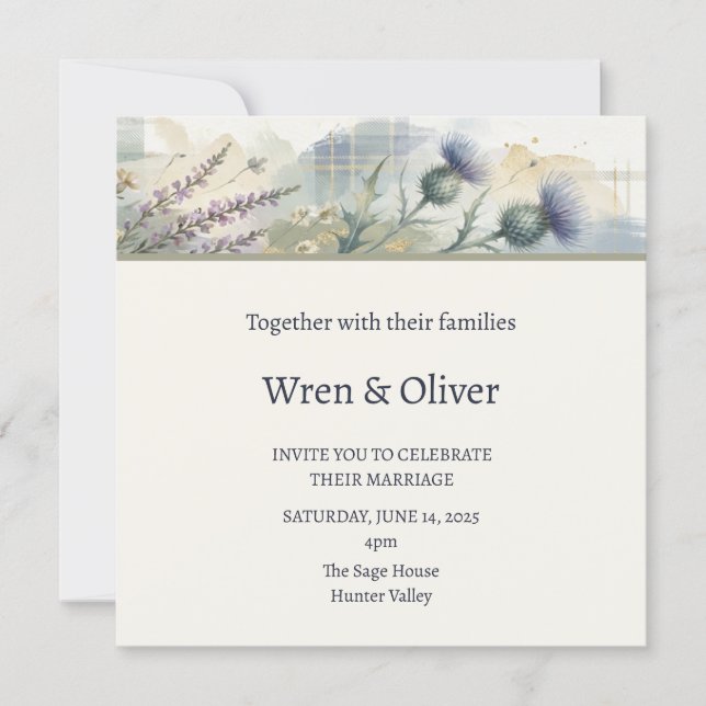 Invitación Boda Acuarela Paisaje (Anverso)