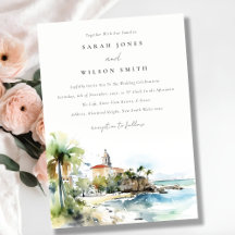 Boda acuarela paisaje San Juan Puerto Rico