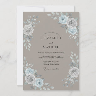 Invitación Boda acuarela plateada beige