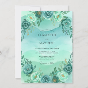 Invitación Boda acuarela poética turquesa