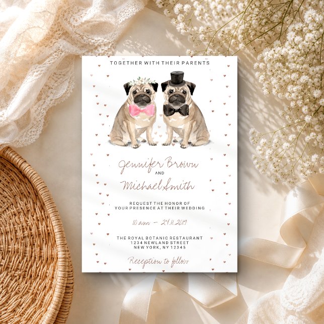 Invitación Boda acuarela pug (Subido por el creador)