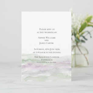 Invitación Boda acuarela púrpura de brezo escocés