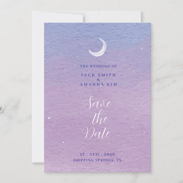 Invitación Boda acuarela Romana Moonlight Guardar fecha (Anverso)