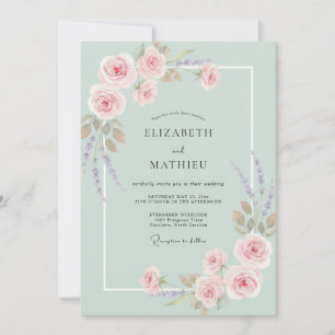Invitación Boda acuarela rosa espuma de mar