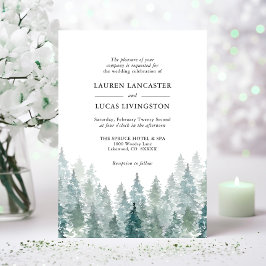 Invitación Boda acuarela Rústica de los pinos verde bosque