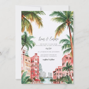 Invitación Boda acuarela tropical Miami Florida