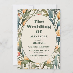 Invitación Boda acuarela tulipanes William Morris foto