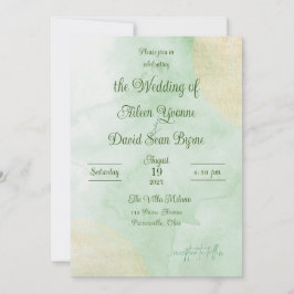 Invitación Boda acuarela verde irlandés