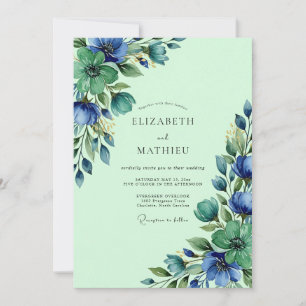 Invitación Boda acuarela verde menta exuberante