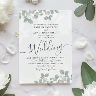 Invitación Boda acuarela verde rústico eucalipto