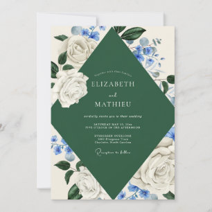 Invitación Boda acuarela zafiro forestal