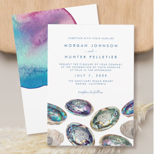 Invitación Boda acuática colorida de la cubierta de Abalone