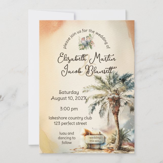 Invitación Boda acuática en la playa (Anverso)