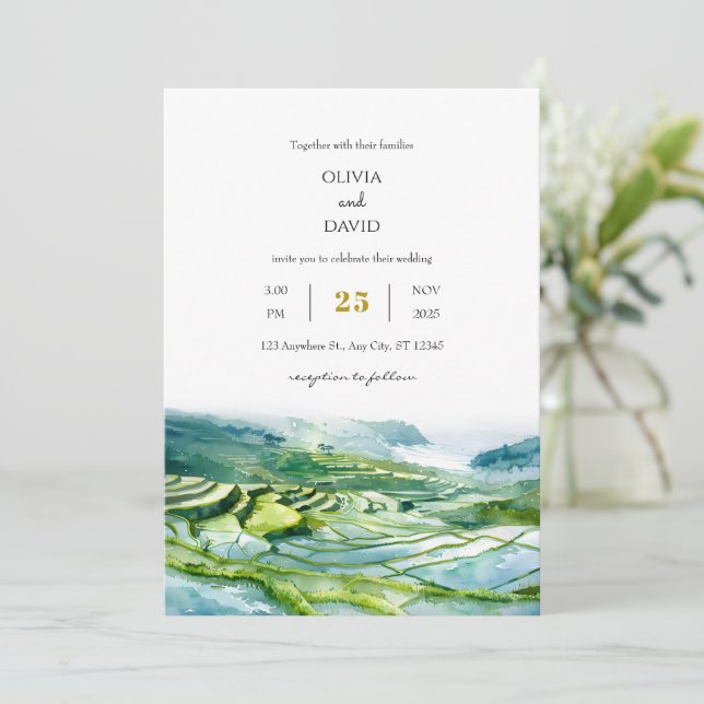 Invitación Boda acuática en la playa de campo costero (Anverso de pie)