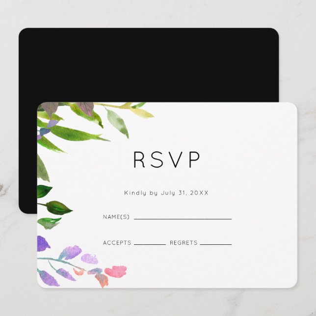 Invitación Boda acuática floral de verano RSVP (Anverso / Reverso)