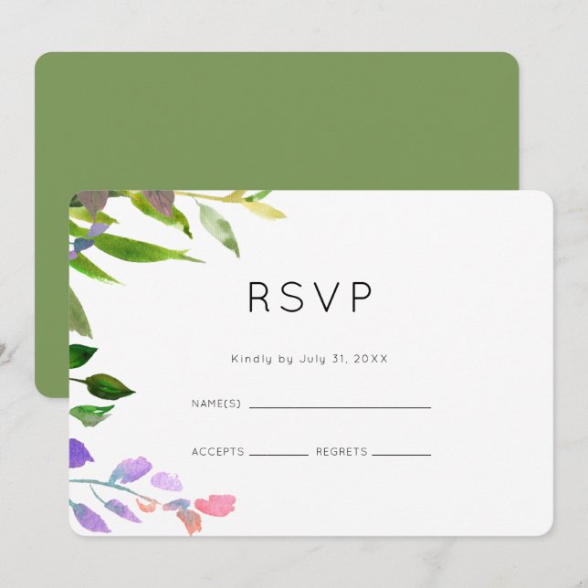 Invitación Boda acuática floral de verano RSVP (Anverso / Reverso)