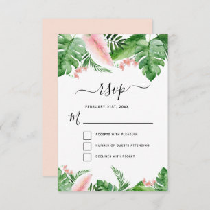 Invitación Boda acuática floral Palm tropical RSVP