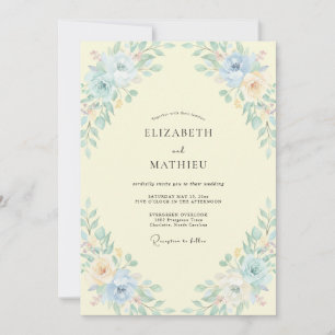Invitación Boda Acuática Frondosa con Toques de Mantequilla