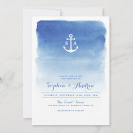 Invitación Boda acuática moderna de anclaje náutico en la pla