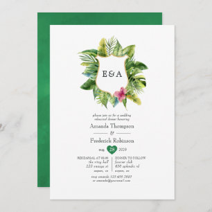 Invitación Boda acuática Monograma Tropical en Playa de Veran