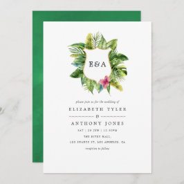 Invitación Boda acuática Monograma Tropical en Playa de Veran