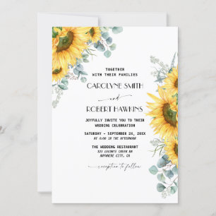 Invitación Boda acuático de eucalipto de girasol ruso