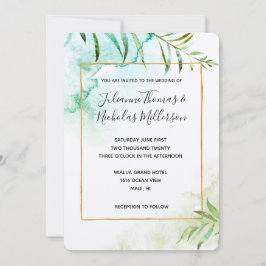 Invitación Boda acuático de hojas tropicales Aqua
