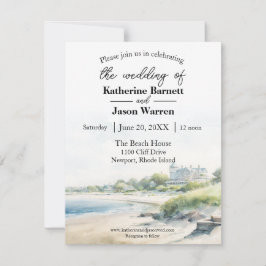 Invitación Boda acuático de la playa de Newport Rhode Island