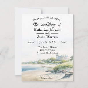 Invitación Boda acuático de la playa de Newport Rhode Island