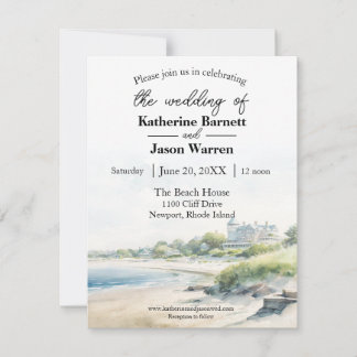 Invitación Boda acuático de la playa de Newport Rhode Island