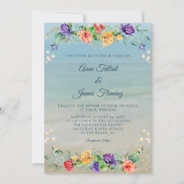 Invitación Boda acuático de la playa Ocean Floral