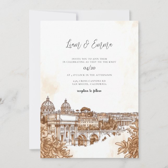 Invitación Boda acuático de Roma Italia (Anverso)