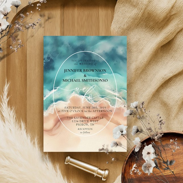 Invitación Boda acuático de verano de Blue Ocean Beach. (Subido por el creador)