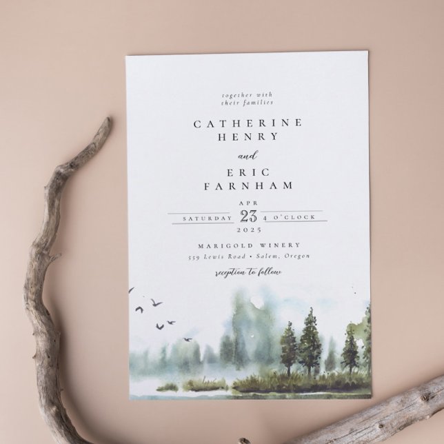 Invitación Boda acuático Forest Lake Woodland (Subido por el creador)