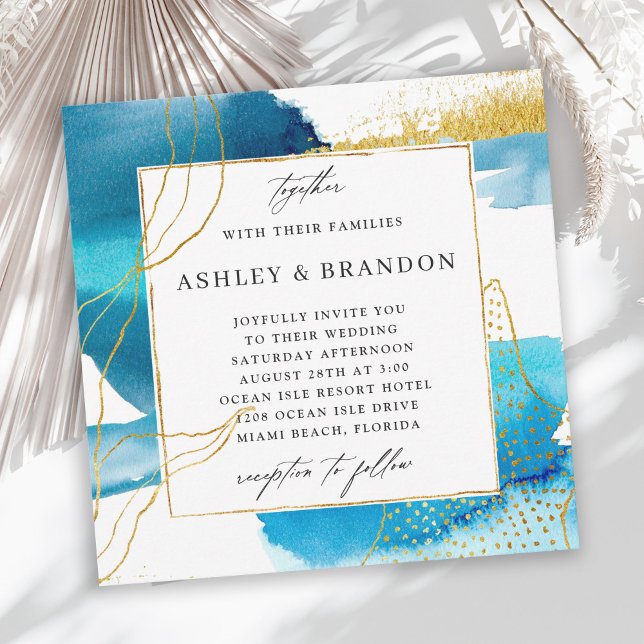 Invitación Boda acuático moderno de mar y arena (Subido por el creador)