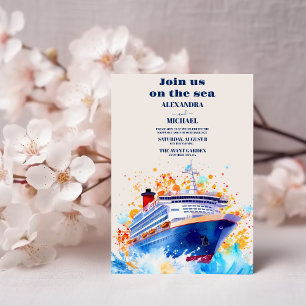 Invitación Boda acuático Nautical Beach Cruise Palm