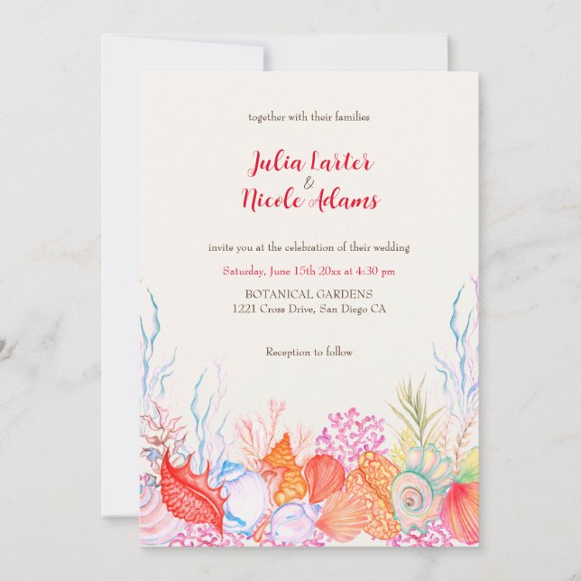 Invitación Boda acuático Nautical Marine Beach Life (Anverso)