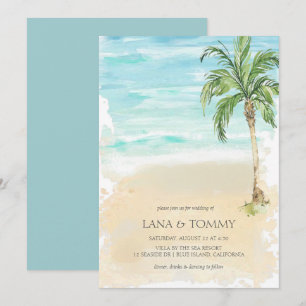 Invitación Boda acuático Palm Beach Tropical