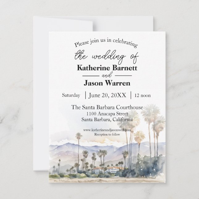 Invitación Boda acuático Santa Barbara Beach (Anverso)