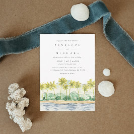 Invitación Boda acuático tropical de palmeras de playa