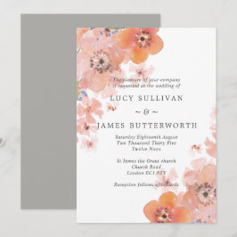 Invitación Boda acuático y floral gris