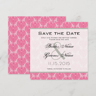 Invitación Boda adamascada rosa-caliente rosa pálido Guardar