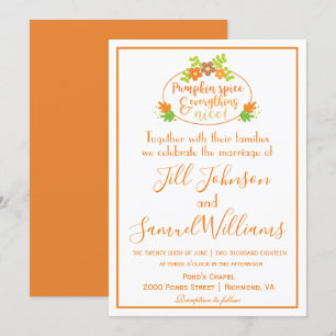 Invitación Boda adorable con las especias de calabaza