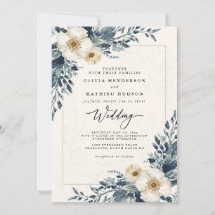Invitación Boda afable Verde azulado de advenimiento