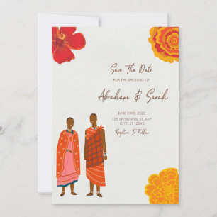 Invitación Boda Africana Guardar la Fecha
