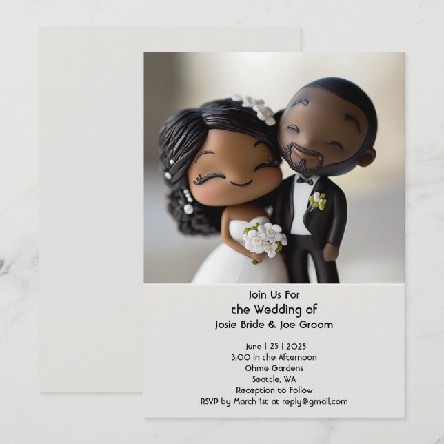 Invitación Boda afroamericano más cursi (Anverso / Reverso)