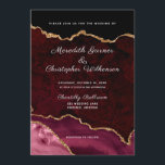 Invitación Boda Agata Brillante Dorada Elegancia Borgoña<br><div class="desc">Invitación de Boda Agata Brillante Dorada Elegancia Borgoña.  Creado por © Lesruba Weddings.</div>