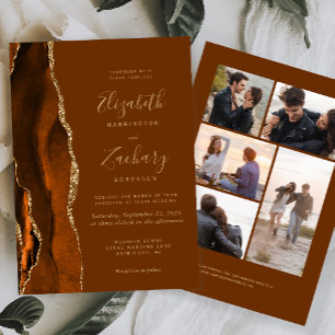 Invitación boda Agate Nutmeg Brown, Naranja Quemado de 5 foto